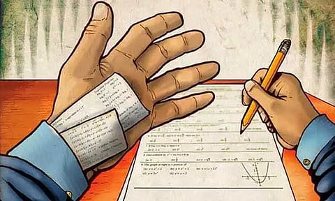 சப்-இன்ஸ்பெக்டர் தேர்வில் காப்பி அடித்து சிக்கிய போலீஸ்காரர் மனைவி