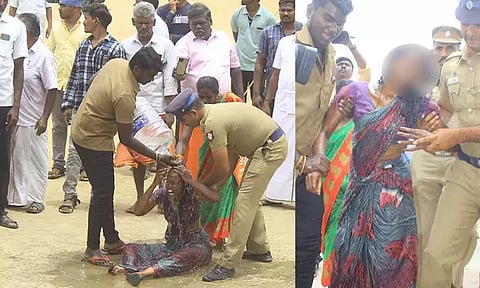 சபாநாயகர் பங்கேற்ற விழாவில் தீக்குளிக்க முயன்ற பெண்: கந்து வட்டி கேட்டு கொடுமைபடுத்துவதாக புகார்