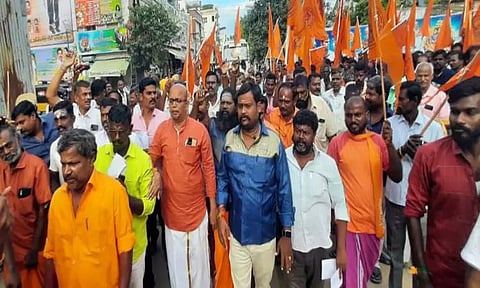 உதயநிதி ஸ்டாலினை கைது செய்ய கோரிஇந்து முன்னணியினர் ஆர்ப்பாட்டம்