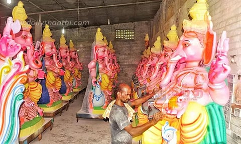 விதவிதமான விநாயகர் சிலைகள் தயாரிப்பு