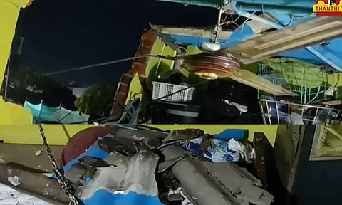 மெட்ரோ ரெயில் கட்டுமான பணியின் போது விபரீதம் - ராட்சத இயந்திரம் மோதி வீடு சேதம்