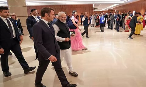 பிரான்ஸ் அதிபர் மேக்ரானுடன் பிரதமர் மோடி பேச்சுவார்த்தை