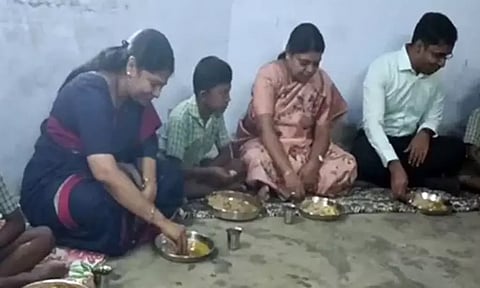 பள்ளி மாணவர்களுடன் காலை உணவு அருந்திய திமுக எம்.பி. கனிமொழி..!