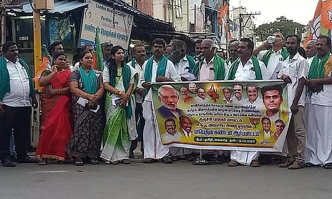 பா.ஜனதா விவசாய அணி ஆர்ப்பாட்டம்