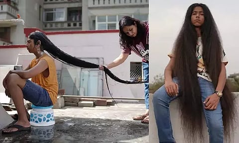 நீண்ட தலைமுடி; உலக சாதனை படைத்த 15 வயது இந்திய சிறுவன்