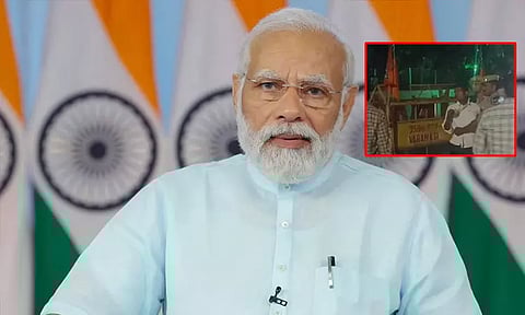 பிரதமர் மோடியின் பாதுகாப்பு வாகனத்தின் முன் பாய்ந்த நபரால் பரபரப்பு