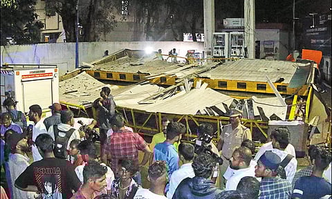 சென்னை சைதாப்பேட்டையில் பெட்ரோல் பங்க் கூரை சாய்ந்தது: பங்க் ஊழியர் பலி