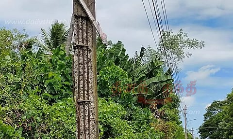 ஆபத்தான மின்கம்பம்