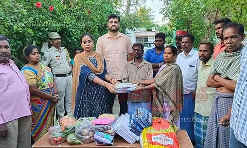 தீ விபத்தால் பாதிக்கப்பட்டவர்களுக்கு அமைச்சர் சந்திரபிரியங்கா உதவி