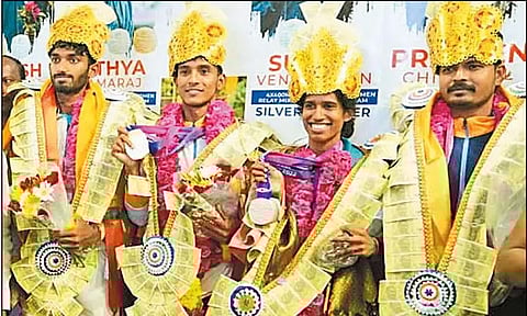 தடகள வீரர்களுக்கு வரவேற்பு..!!