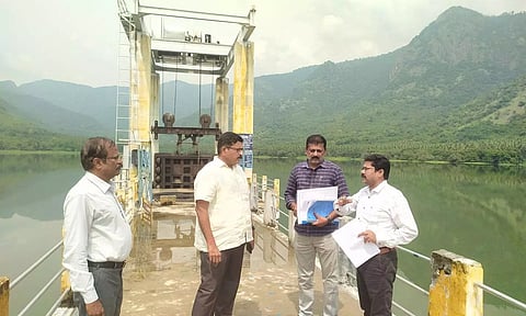 மருதாநதி அணையில் நீர்வளத்துறை அதிகாரிகள் ஆய்வு