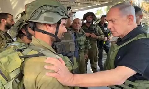 காசா முனையில் இஸ்ரேல் ராணுவத்தினரை நேரில் சந்தித்து பேசிய நெதன்யாகு