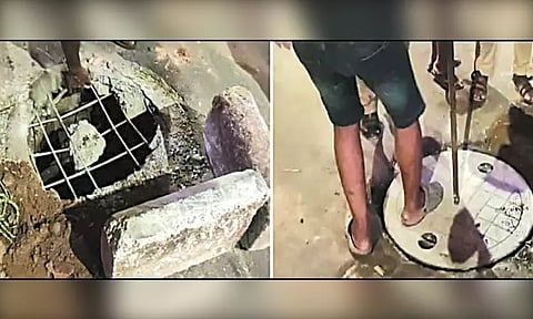 மண்ணடி வடக்கு கடற்கரை சாலையில் மழைநீர் கால்வாய் கம்பி குத்தி 2 மாற்றுத்திறனாளி பெண்கள் படுகாயம்