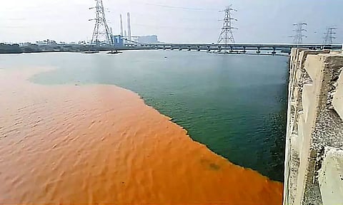 எண்ணூரில் மீண்டும் மஞ்சள் நிறத்தில் மாறிய கொசஸ்தலை ஆறு - மீனவர்கள் அச்சம்