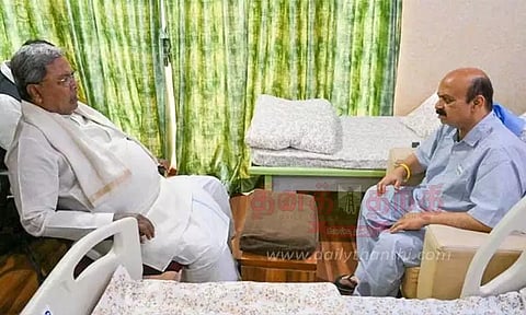 இதய அறுவை சிகிச்சை செய்துள்ள பசவராஜ் பொம்மையிடம் நலம் விசாரித்த சித்தராமையா