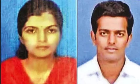 வங்கி பெண் மேலாளர் கழுத்தை அறுத்து கொலை; வாகனம் முன் பாய்ந்து கள்ளக்காதலன் தற்கொலை