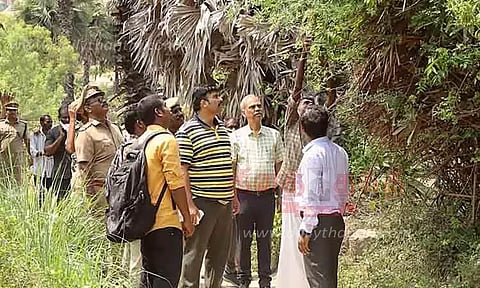 அரிட்டாபட்டி மலையில் அமைச்சர் மதிவேந்தன் ஆய்வு