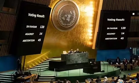 காசாவில் உடனடி மனிதாபிமான போர்நிறுத்தம் : ஐ.நா. சபையில் தீர்மானம் நிறைவேற்றம்