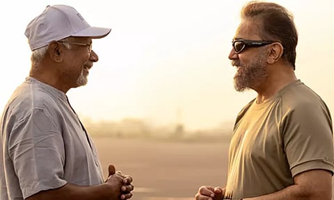 கமல்-234 படப்பிடிப்பு தளத்தில் இரு ஜாம்பவான்கள்... புகைப்படத்தை வெளியிட்ட படக்குழு...!