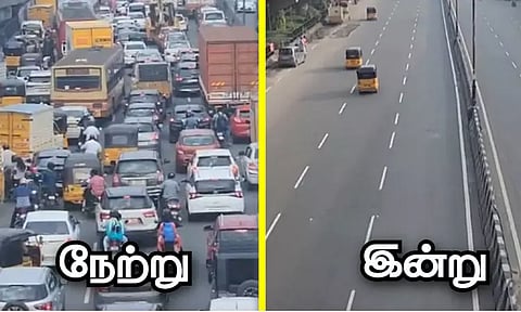 தீபாவளி பண்டிகை; சொந்த ஊருக்கு சென்ற மக்கள்..வெறிச்சோடிய சென்னை சாலைகள்