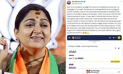 'சேரி என்றால் அன்பு' - சர்ச்சை பதிவு குறித்து நடிகை குஷ்பூ விளக்கம்