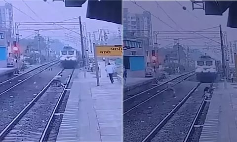 தனது உயிரை பணயம் வைத்து பயணியை காப்பாற்றிய ரெயில்வே காவலர்