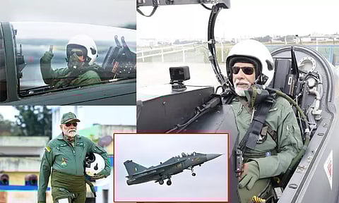 உள்நாட்டிலேயே தயாரிக்கப்பட்ட தேஜஸ் போர் விமானத்தில் பயணித்த பிரதமர் மோடி...!