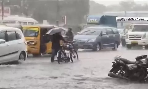 சென்னை மற்றும் புறநகர் பகுதிகளில் மீண்டும் கனமழை - ஜிஎஸ்டி சாலையில் ஊர்ந்து செல்லும் வாகனங்கள்