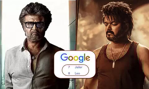 லியோவை முந்திய ஜெயிலர்... அதிகம் தேடப்பட்ட திரைப்படங்களின் பட்டியலை வெளியிட்ட கூகுள்...!