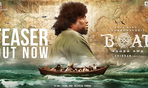 விரிசல் விடும் படகு... பசியோடு சுத்தும் சுறா... கவனம் ஈர்க்கும் யோகி பாபுவின் 'போட்' பட டீசர்...!