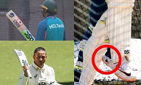 அமைதி புறா ஸ்டிக்கர் ஒட்டப்பட்ட பேட், ஷூ பயன்படுத்த ஆஸ்திரேலிய கிரிக்கெட் வீரர் உஸ்மான் கவாஜாவுக்கு தடை