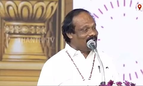 திண்டுக்கல் லியோனியின் பாடலை கேட்டு வயிறு குலுங்க சிரித்த அமைச்சர் உதயநிதி