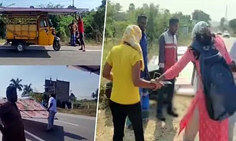 அ.தி.மு.க. பேனர் விழுந்து இளம்பெண் காயம்