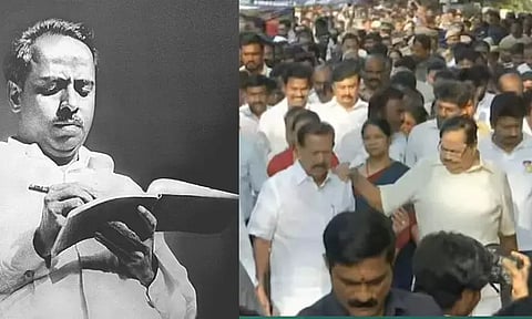 தமிழ்நாடு முன்னாள் முதல்-அமைச்சர் பேரறிஞர் அண்ணா நினைவு தினம்: தி.மு.க. அமைதி பேரணி