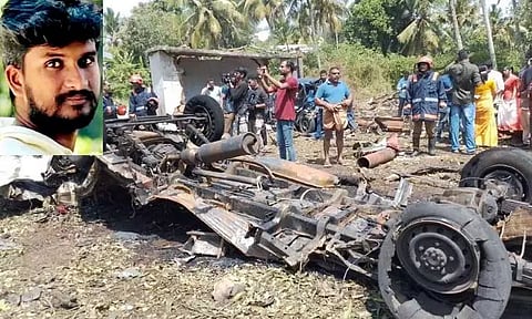 கோவில் திருவிழாவுக்கு கொண்டு வந்த பட்டாசுகள் வெடித்து வாலிபர் பலி