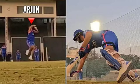 ஐ.பி.எல். 2024; பயிற்சியின்போது அர்ஜுன் பந்து வீச்சில் திணறிய இஷான் - வைரலாகும் வீடியோ