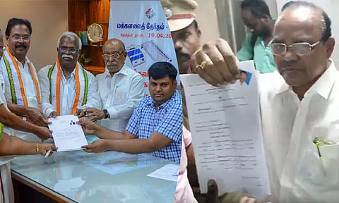 காங்கிரஸ் வேட்பாளரை எதிர்த்து வேட்புமனு தாக்கல் செய்த காங்கிரஸ் முன்னாள் எம்.பி. - திருநெல்வேலியில் பரபரப்பு