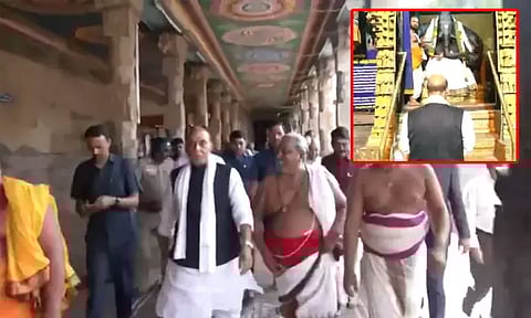 மதுரை மீனாட்சி அம்மன் கோவிலில் மத்திய மந்திரி ராஜ்நாத் சிங் சாமி தரிசனம்