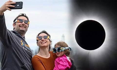வெளிநாடுகளில் தெரிந்த முழு சூரிய கிரகணம்: கண்டு ரசித்த அமெரிக்கர்கள்