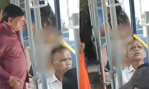 பிகினி உடையில் ஓடும் பஸ்சில் ஏறிய இளம்பெண்: திகைத்த பயணிகள் - வைரல் வீடியோ