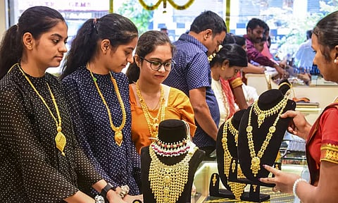 Bengaluru: Women at a jewellery shop on the occasion of the Akshaya Tritiya festival,