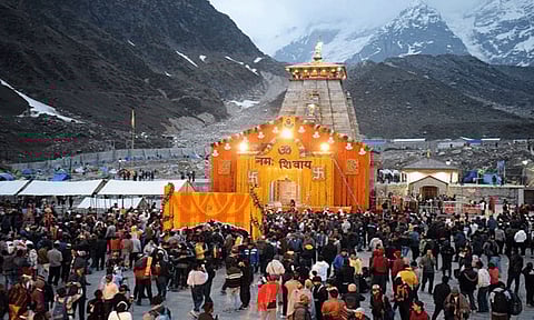 Devotees visit the Kedarnath Temple