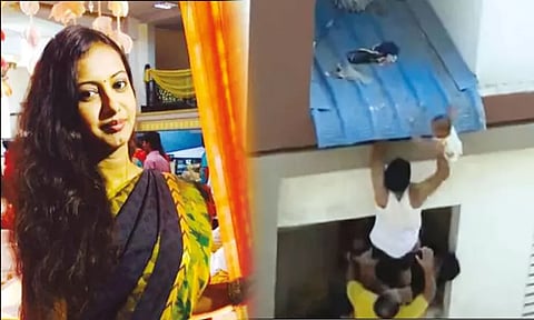 மாடியில் இருந்து தவறி விழுந்து மீட்கப்பட்ட குழந்தையின் தாய் தற்கொலை