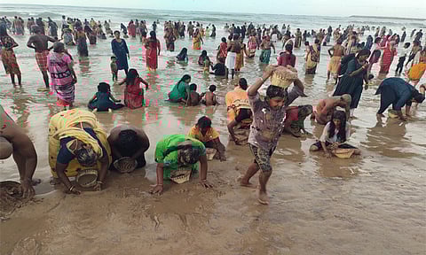 உவரி கோவில் வைகாசி விசாக திருவிழா - பக்தர்கள் கடல் மண் சுமந்து நேர்த்தி கடன்