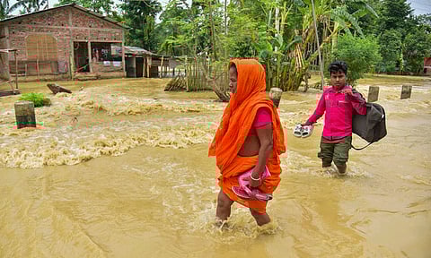 Heavy rains cause rise in Brahmaputra river water level