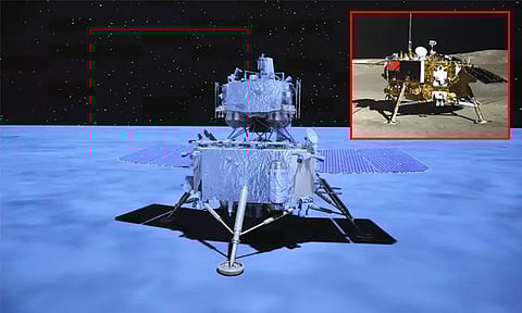நிலவின் தென்துருவத்தில் இறங்கிய சீன விண்கலம்; பாறை மாதிரிகளுடன் 25-ந்தேதி பூமிக்கு திரும்பும்