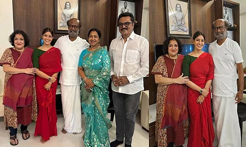 ரஜினிகாந்தை சந்தித்து வரலட்சுமியின் திருமண அழைப்பிதழை வழங்கிய சரத்குமார்