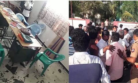 சாதி மறுப்பு திருமணம் செய்து வைத்ததற்காக மார்க்சிஸ்ட் கம்யூ. அலுவலகம் மீது தாக்குதல் - 13 பேர் கைது