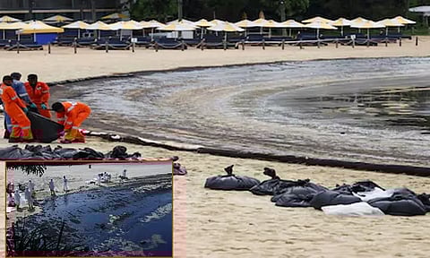 singapore dredger hit tanker oil spill cleanup