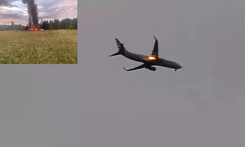 ரஷியாவில் ஜெட் விமானம் தீப்பிடித்து விபத்து; விமானி உள்பட 3 பேர் பலி